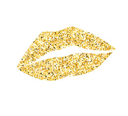 Golden glitter lips kiss image. Clipart image