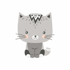 Cute cat character kids vector illustration