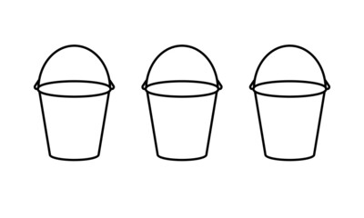 Three buckets outline icon. Clipart image isolated on white background - obrazy, fototapety, plakaty