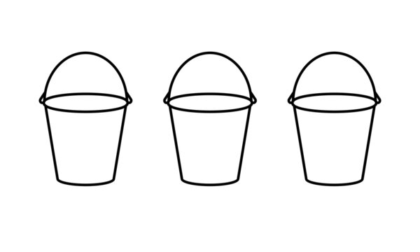 Three buckets outline icon. Clipart image isolated on white background