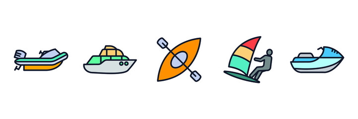 water transportation set icon symbol template for graphic and web design collection logo vector illustration