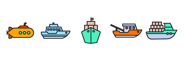 water transportation set icon symbol template for graphic and web design collection logo vector illustration