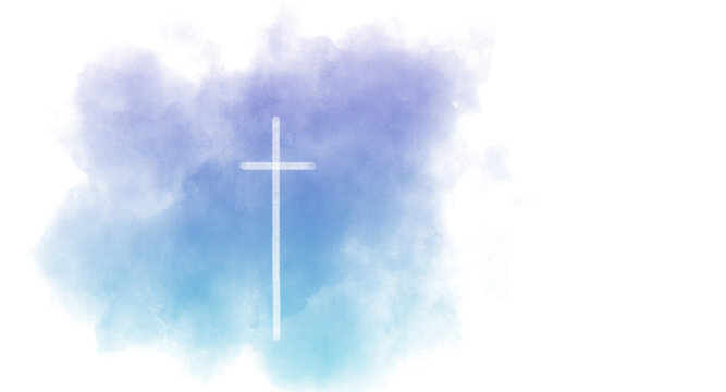 Religious Conceptual Cross Graphic. Watercolor Illustration. For Media And Design Work