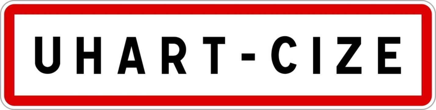Panneau entr&eacute;e ville agglom&eacute;ration Uhart-Cize / Town entrance sign Uhart-Cize