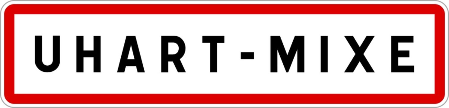 Panneau entr&eacute;e ville agglom&eacute;ration Uhart-Mixe / Town entrance sign Uhart-Mixe
