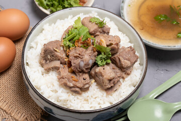 Dried Rice Porridge with Boiled Pork Bones and Broth