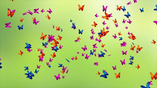 Spring or Summer sky, Monarch Butterfly Swarm flying butterfly Spring and Summer Sale Loop background. for Wedding, Love, Birthday, festival, fashion, Holiday, Awards, Events, Opener, Celebration