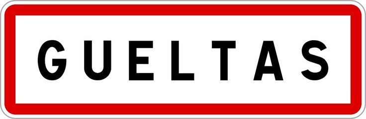 Fototapeta premium Panneau entrée ville agglomération Gueltas / Town entrance sign Gueltas