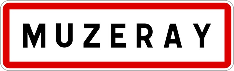 Obraz premium Panneau entrée ville agglomération Muzeray / Town entrance sign Muzeray