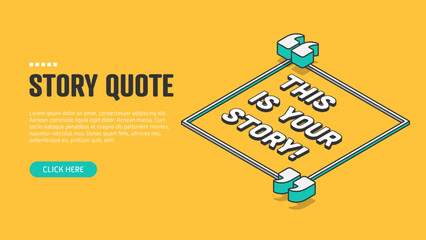 Editable Isometric Quote Frame in yellow and blue color. Variable Text in quote frame with yellow background.