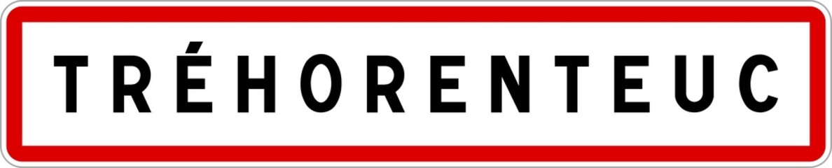 Panneau entrée ville agglomération Tréhorenteuc / Town entrance sign Tréhorenteuc