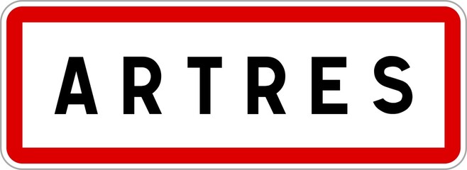 Panneau entrée ville agglomération Artres / Town entrance sign Artres