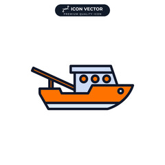 fishing boat icon symbol template for graphic and web design collection logo vector illustration