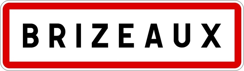 Panneau entrée ville agglomération Brizeaux / Town entrance sign Brizeaux