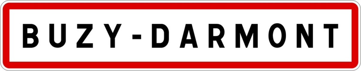 Fototapeta na wymiar Panneau entrée ville agglomération Buzy-Darmont / Town entrance sign Buzy-Darmont