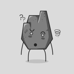 cute stone cartoon with confused expression. grey. suitable for emoticon, logo, mascot and symbol