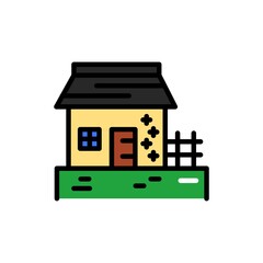 Ukrainian house line color icon. Isolated vector element.