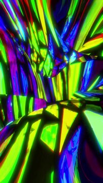 Distorted Psychedelic Abstract Warped Stained Glass Looping Background