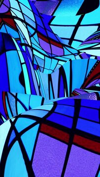 Distorted Abstract Warped Stained Glass Looping Background