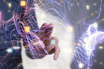 Abstract network of physical devices on the Internet using a network connection with statistics...