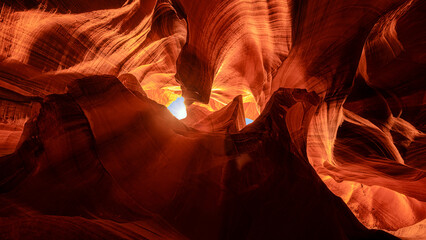 slot canyon antelope near page arizona usa. colorful and amazing sandstone walls in famous upper...