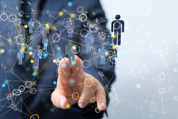 Neural network concept. Connected cells with links.