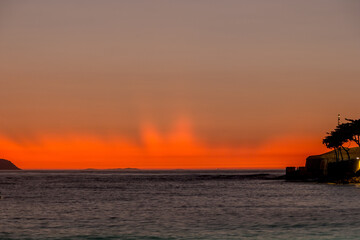 sunrise at Copacabana beach in Rio de Janeiro.