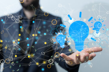 Neural network 3D illustration. Big data and cybersecurity