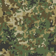 Fototapeta premium Abstraction army texture camouflage, military uniform, classic disguise pattern. Forest background.