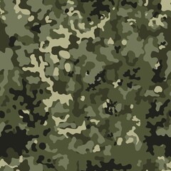 Fototapeta premium Army camo illustration, endless vector pattern, khaki texture, military uniform.