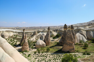 landscape of cappadocia monks valley with typical fairy chimneys