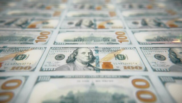 USA dollars printing, 100 USD banknotes stock video