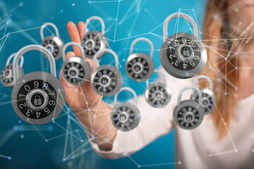 Information technology protected with firewall, secure access and encryption against cyber