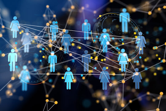 Abstract technology group and data 3d