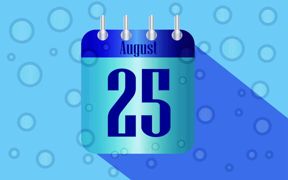 25 August. Calendar icon for day of the month in water with bubbles