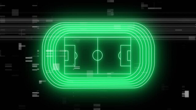 Animation of neon green sports stadium and markers