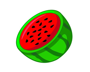 A piece of watermelon in isolate on a white background. Vector illustration