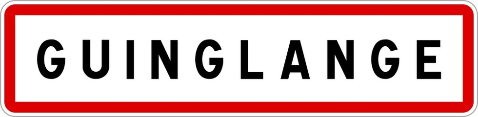 Fototapeta premium Panneau entrée ville agglomération Guinglange / Town entrance sign Guinglange