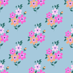 Colourful floral liberty style design isolated on Gray background is in Seamless pattern - vector illustration