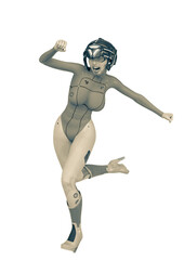 super cyborg girl comic running