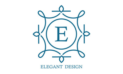 Elegant logo design template with letter E. Business sign, monogram identity for restaurant, boutique, cafe, hotel, heraldic, jewelry.