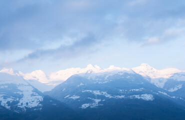 Obraz na płótnie Canvas Mountains and clouds Liechtenstein Schweiz