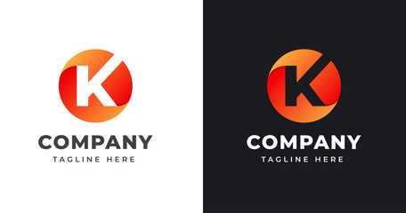 Letter k logo design template with circle shape concept gradient element geometric