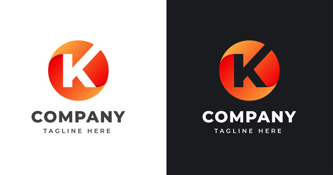 Letter k logo design template with circle shape concept gradient element geometric