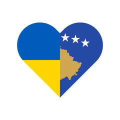 heart shape icon with ukrainian and kosovo flag. vector illustration isolated on white background