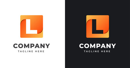 Letter L logo design template with square shape concept gradient element geometric