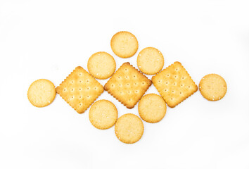 Tasty biscuits isolate on white background, top view
