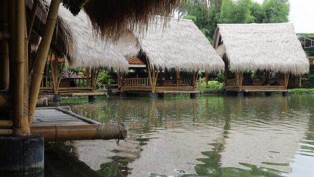 bamboo house on the lake