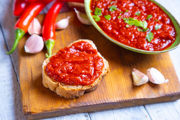 Ajvar, balkan pepper spread food