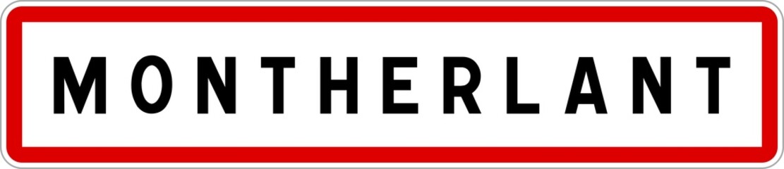 Fototapeta premium Panneau entrée ville agglomération Montherlant / Town entrance sign Montherlant